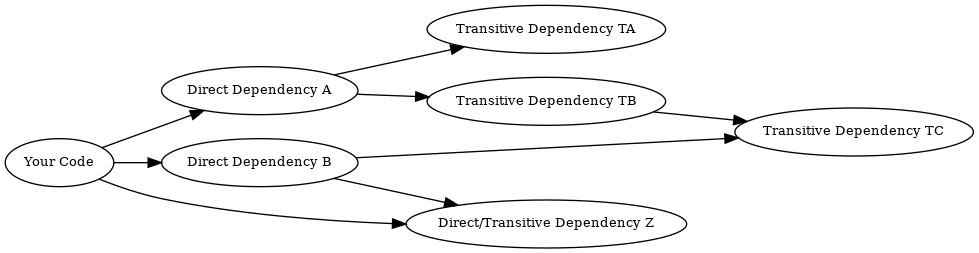 Direct and Transitive dependency graph